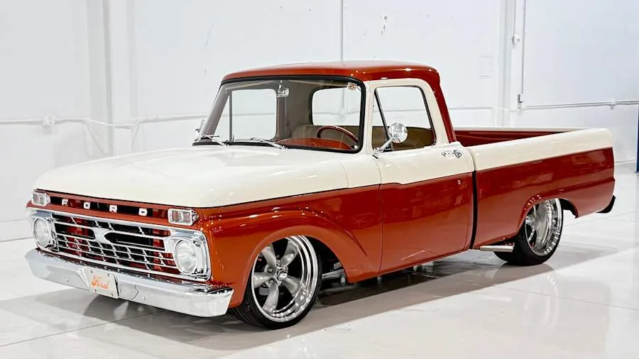 Copperhead Orange/Wimbledon White 1966 Ford F-100