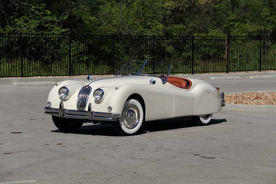 White 1956 Jaguar XK140
