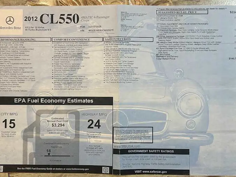 2012 Mercedes-Benz CL550 4Matic — photo 7 of 7